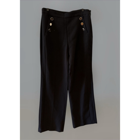 Women's Kaari Blue Sailor Black Wide Leg Pants Size 10 NWT 89$ - Picture 2 of 4